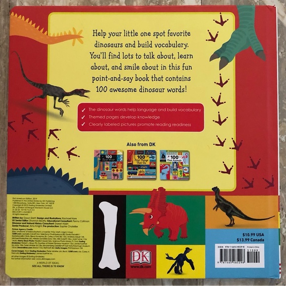 DK Book - “100 First Dinosaur Words” with 46 Plastic Dinosaurs of Various Sizes - Picture 3 of 9